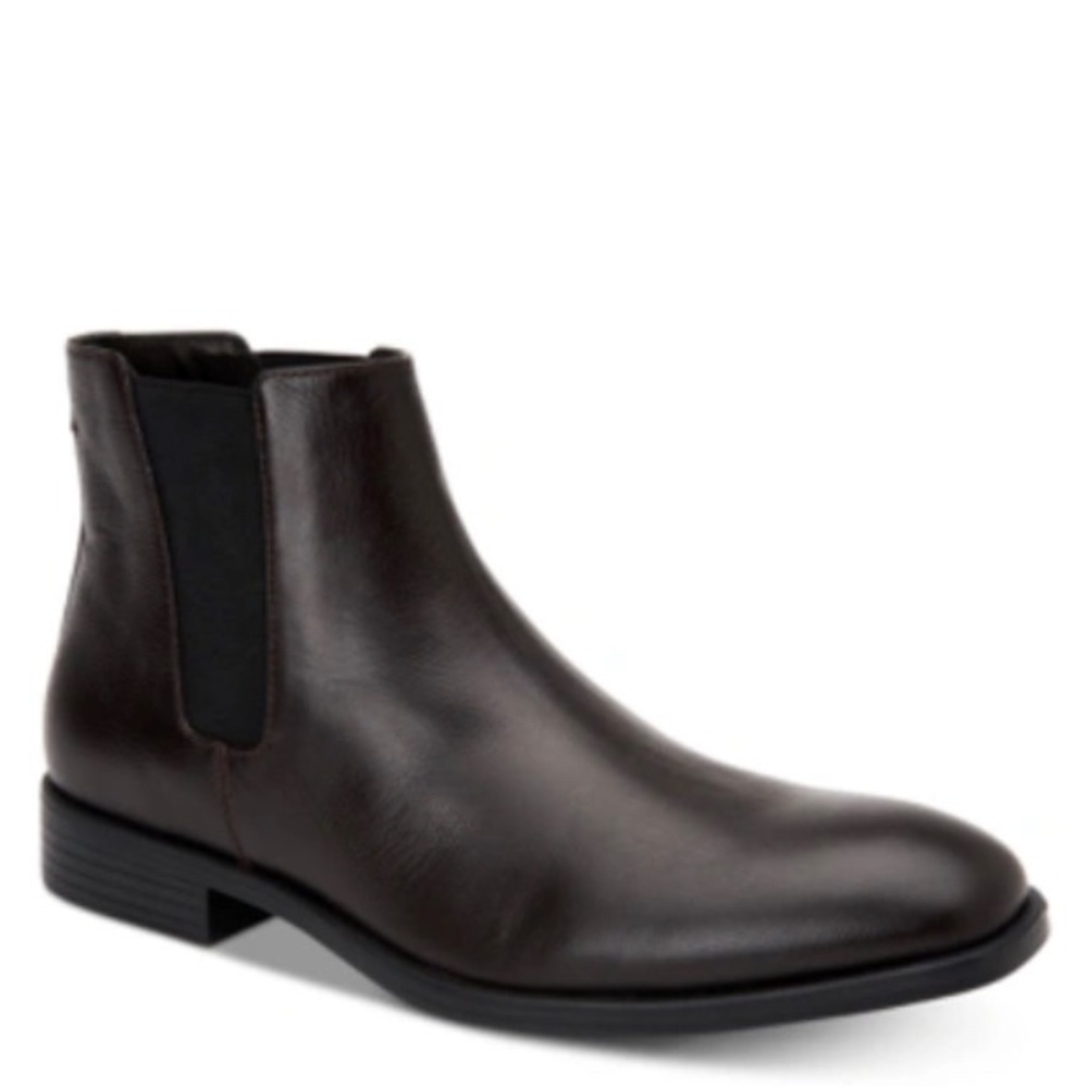 Calvin Klein Men's Corin Black Leather Pull On Boots Shoes Sz-8.5